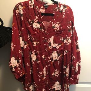 Torrid size 2 long sleeve flowered top